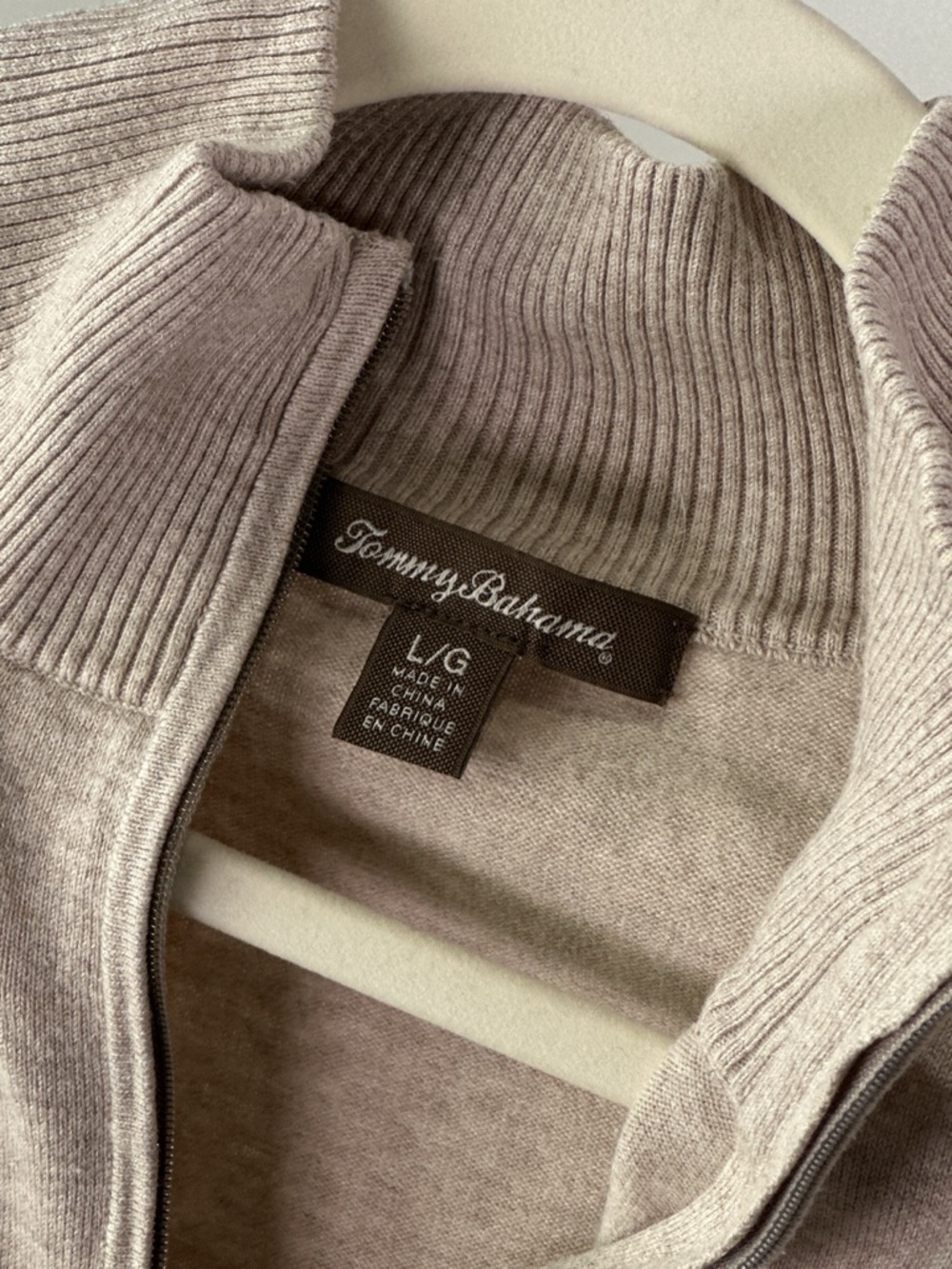 Tommy Bahama Pickford Half Zip Sweater Dress Cotton Blend Beige Large - Picture 6 of 9